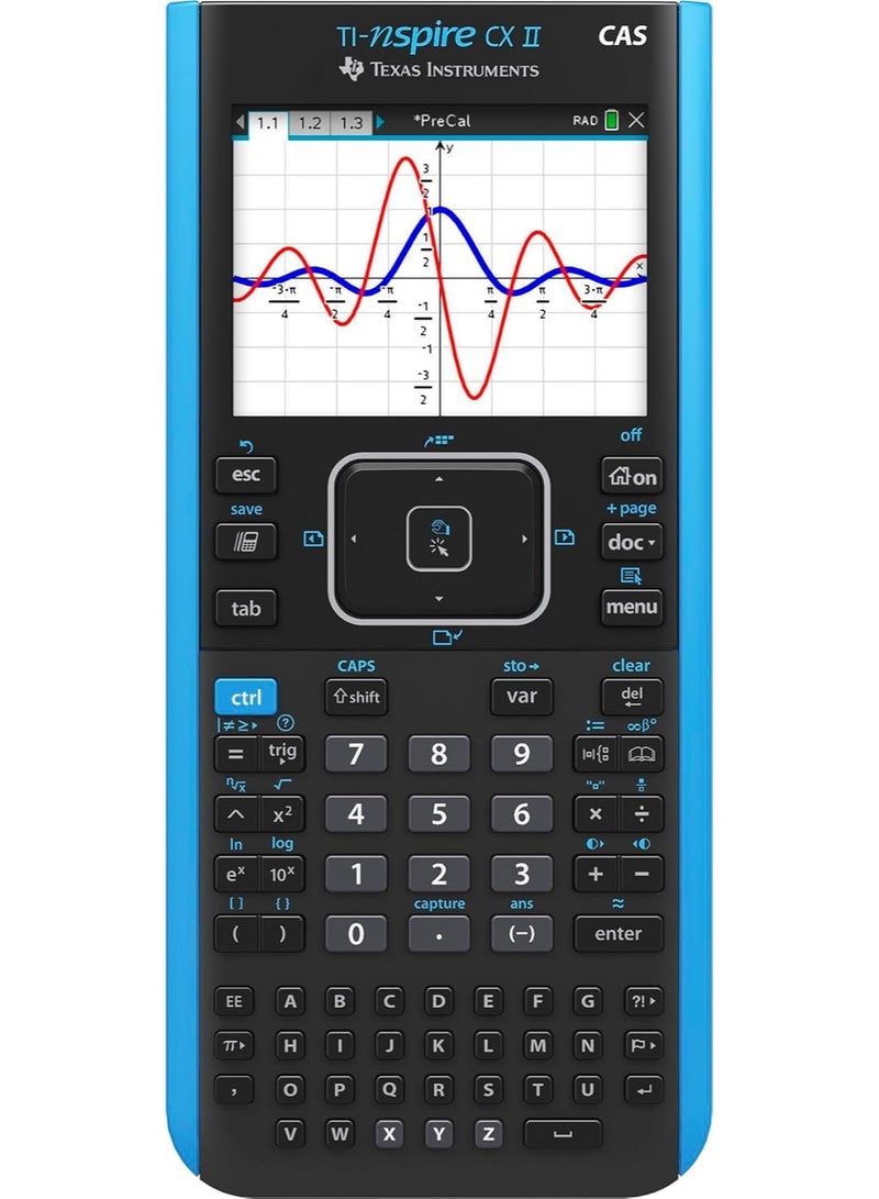 تاكساس إنسترومنتس آلة حاسبة بيانية ملونة TI-Nspire CX II CAS مع برنامج للطلاب لأجهزة الكمبيوتر الشخصية وأجهزة ماك. - Image 1